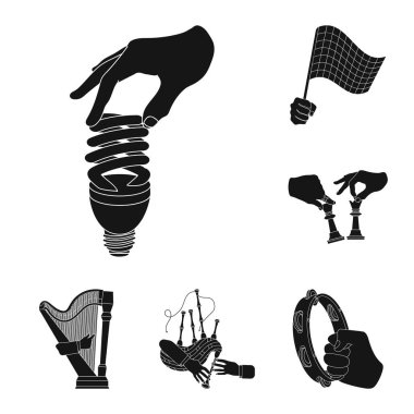 Manipülasyon ellerinizle siyah set koleksiyonu tasarım için simgeler. El hareketi vektör simge stok web çizim.