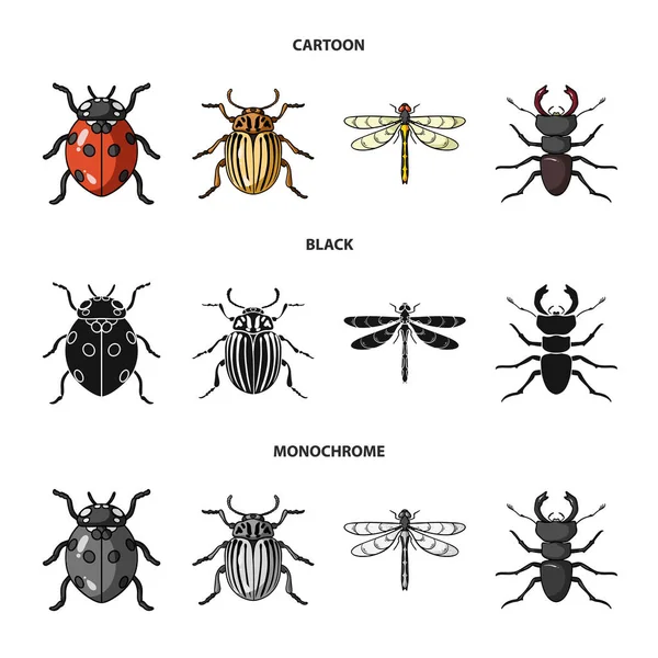 Insect, bug, beetle, paw .Insects set collection icons in cartoon,black,monochrome style vector symbol stock illustration web. — Stock Vector