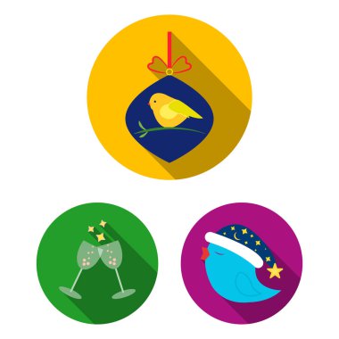 Noel öznitelikleri ve aksesuarları düz simgeler set koleksiyonu tasarım için. Neşeli Noel vektör simge stok web çizim.