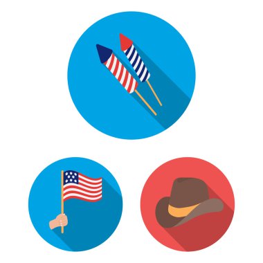 Vatansever gün, set koleksiyonu tasarım için tatil düz simgeler. Amerikan geleneği vektör simge stok web çizimi.