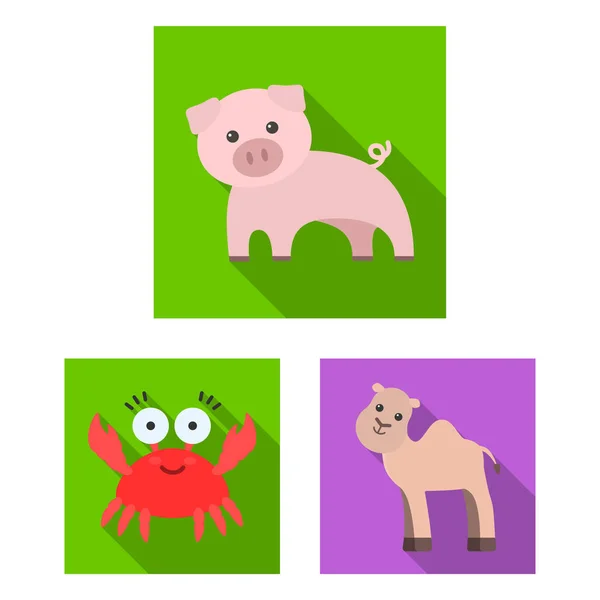 Нереалистичные плоские иконы животных в наборе коллекции для дизайна. Векторные символы игрушек . — стоковый вектор