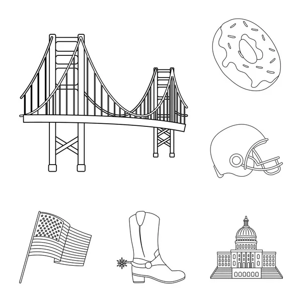 EE.UU. país esbozar iconos en la colección de conjuntos para design.Travel y atracciones vector símbolo stock web ilustración . — Vector de stock