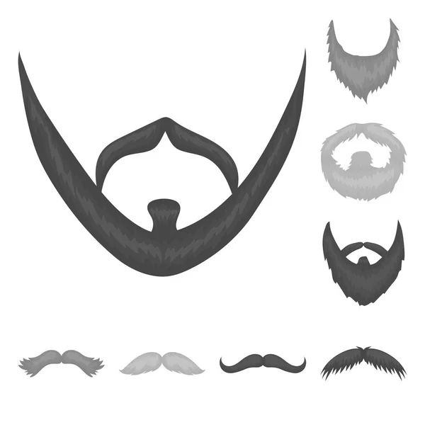 Bigote y barba, peinados iconos monocromáticos en la colección de conjuntos para el diseño. Elegante corte de pelo vector símbolo stock web ilustración . — Archivo Imágenes Vectoriales