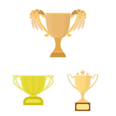 Set koleksiyonu tasarım için Gold Cup çizgi film simgeler. Kazananlar Kupası vektör simge stok web çizim.