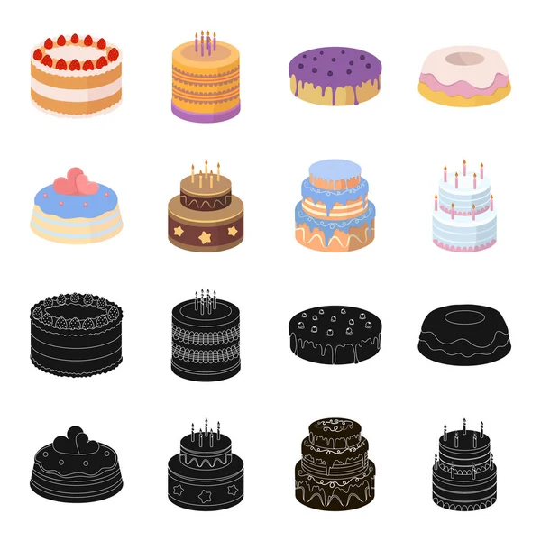 Sweetness, dessert, cream, treacle .Cakes country set collection icons in black, cartoon style vector symbol stock illustration web . — стоковый вектор