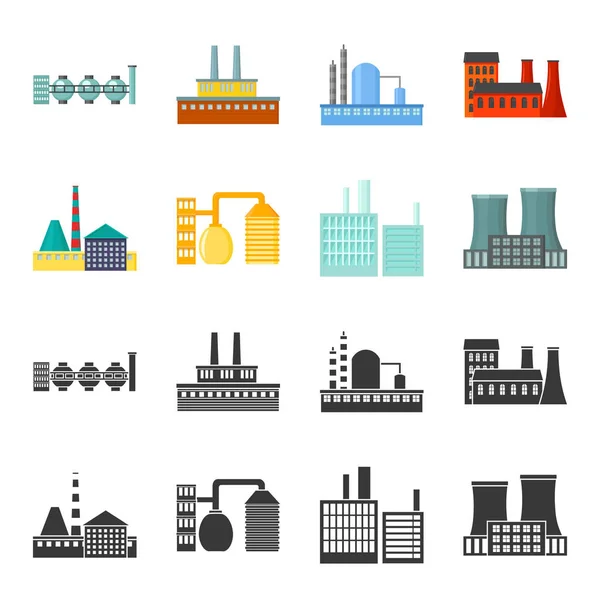 Industria, producción.Iconos de colección conjunto de fábrica en negro, caricatura estilo vector símbolo stock ilustración web . — Vector de stock