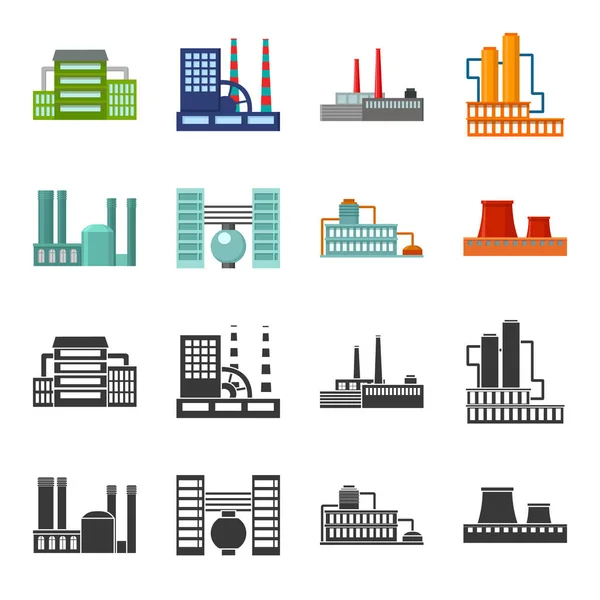 Industria, producción.Iconos de colección conjunto de fábrica en negro, caricatura estilo vector símbolo stock ilustración web . — Vector de stock