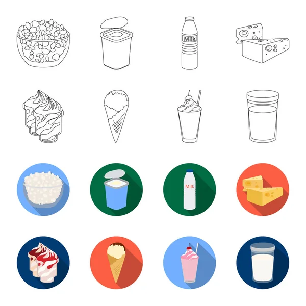 Milk, Calcium, Product, Food .Milk product and sweet set collection icons in outline, flet style vector symbol stock illustration web . — стоковый вектор