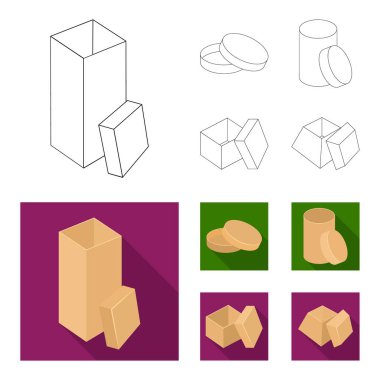 Kutusu, konteyner, paket ve diğer web simgesi anahat, düz stil. Case, kabuk, çerçeve, küme koleksiyon simgeler.