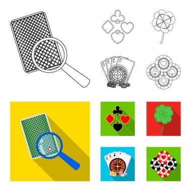 Heyecan, casino, oyun ve diğer web simgesi anahat, düz stil. Hile, eğlence, eğlence, küme koleksiyon simgeler.