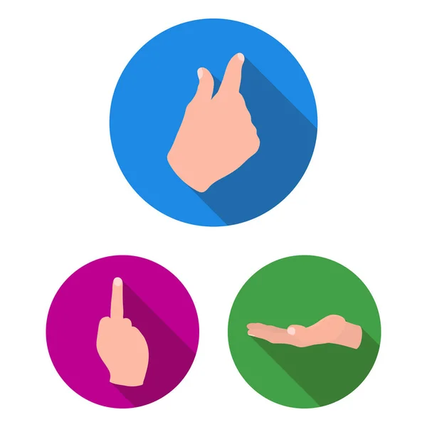 Hand gesture flat icons in set collection for design. Palm and finger vector symbol stock web illustration. — Stock Vector