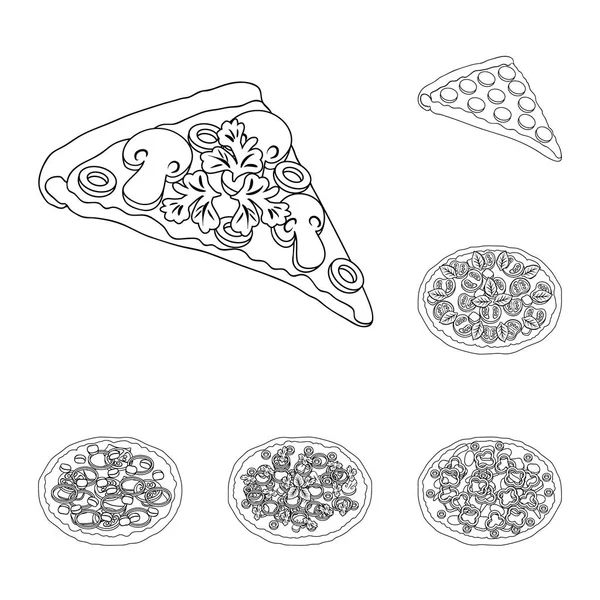 Διαφορετική πίτσα διάρθρωσης εικονίδια στη συλλογή σετ για σχεδιασμό. Πίτσα Φαγητό διάνυσμα σύμβολο μετοχής web εικονογράφηση. — Διανυσματικό Αρχείο