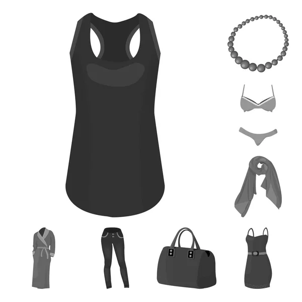 Mulheres Vestuário ícones monocromáticos na coleção de conjuntos para design.Vestuário Variedades e Acessórios símbolo vetorial ilustração web stock . — Vetor de Stock