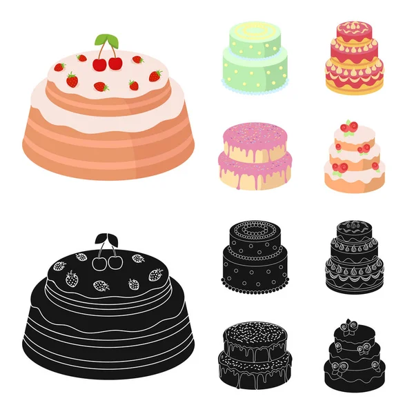 Sweetness, dessert, cream, treacle .Cakes country set collection icons in cartoon,black style vector symbol stock illustration web. — Stock Vector