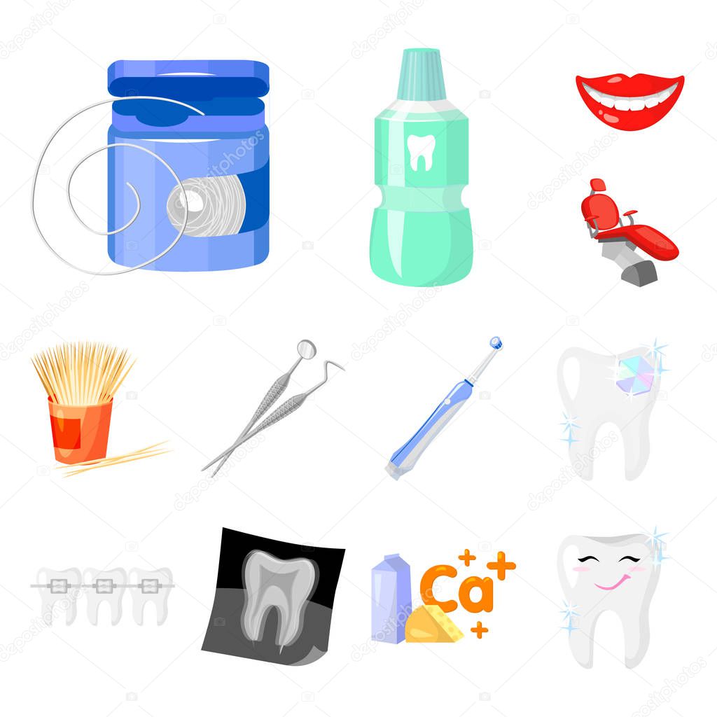 Dental care cartoon icons in set collection for design. Care of teeth vector symbol stock  illustration.