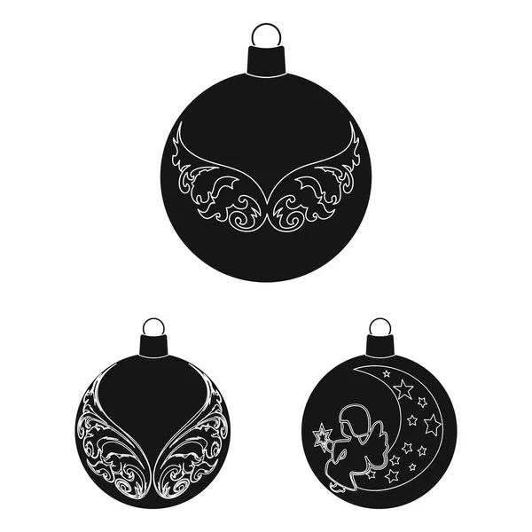 Balls for decoration black icons in set collection for design.Christmas balls vector symbol stock web illustration. — Stock Vector