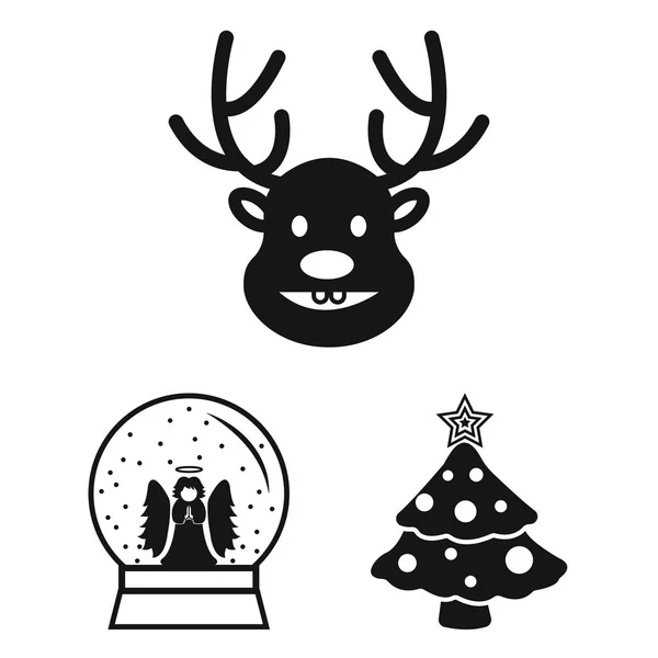 Atributos navideños y accesorios iconos negros en la colección de conjuntos para diseño. Feliz Navidad vector símbolo stock web ilustración . — Vector de stock