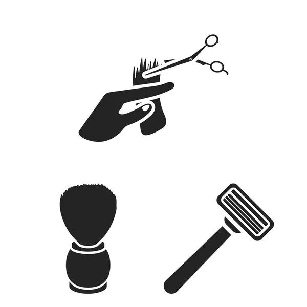Coiffeur et outils icônes noires dans la collection set pour design.Profession coiffeur vecteur symbole illustration web stock . — Image vectorielle