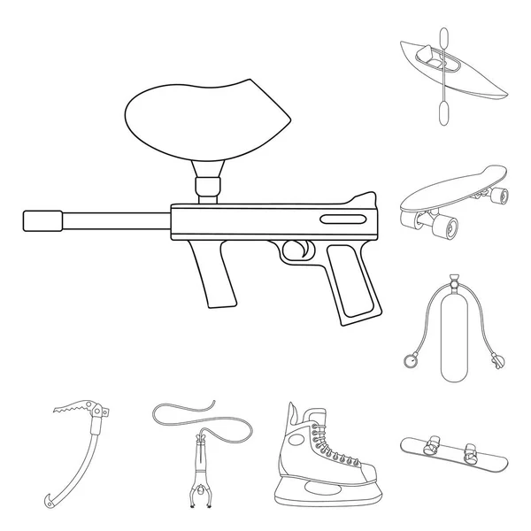 Ícones de contorno de esportes extremos na coleção de conjuntos para design.Different tipos de esportes vetor símbolo web ilustração . —  Vetores de Stock