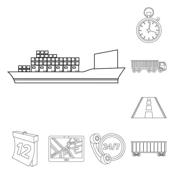 Logistikdienstleister umreißen Symbole in Set-Kollektion für Design. Logistik und Ausrüstung Vektor Symbol Stock Web Illustration. — Stockvektor