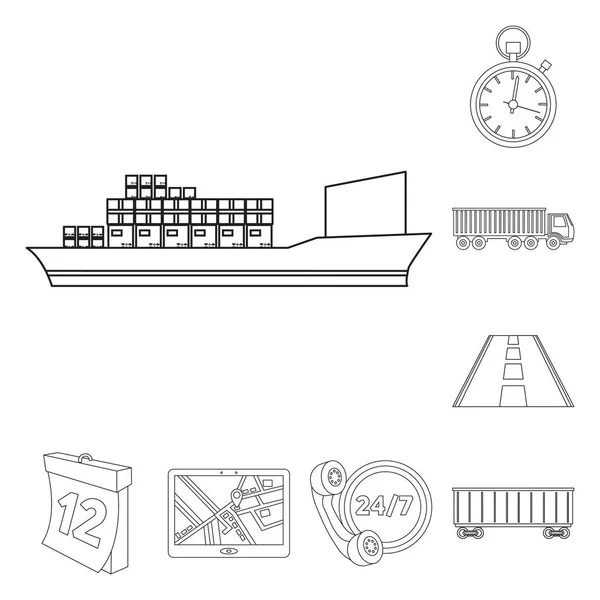 물류 서비스 개요 아이콘 디자인에 대 한 설정된 컬렉션. 물류 및 장비 벡터 기호 재고 웹 일러스트 레이 션. — 스톡 벡터