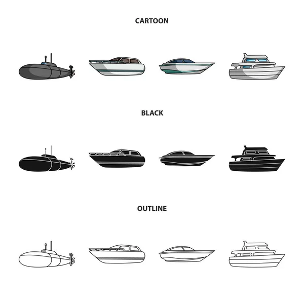 เรือดําน้ําทหาร เรือสปีดโบ๊ท เรือสปีดโบ๊ท และเรือสปิริต . — ภาพเวกเตอร์สต็อก