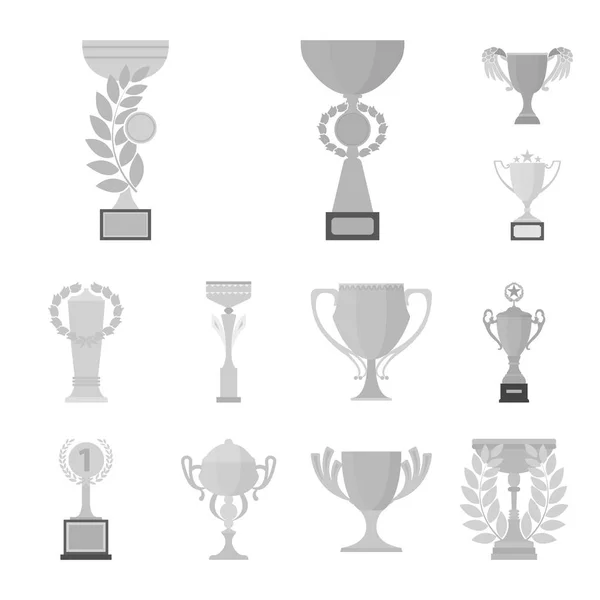 Ikon monokrom Piala Emas dalam koleksi set untuk desain. Pemenang Piala vektor simbol saham web ilustrasi . - Stok Vektor