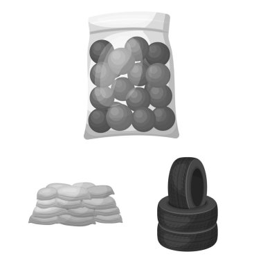 Paintball takım set koleksiyonu tasarım için oyun tek renkli simgeler. Ekipman ve kıyafet sembol stok web illüstrasyon vektör.