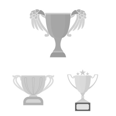 Altın Kupa tek renkli simgeler set koleksiyonu tasarım için. Kazananlar Kupası vektör simge stok web çizim.