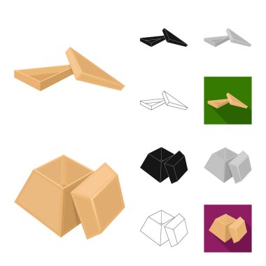 Farklı kutular çizgi film, siyah, düz, siyah-beyaz anahat simgeleri set koleksiyonu tasarım için. Ambalaj kutusu vektör simge stok web çizim.