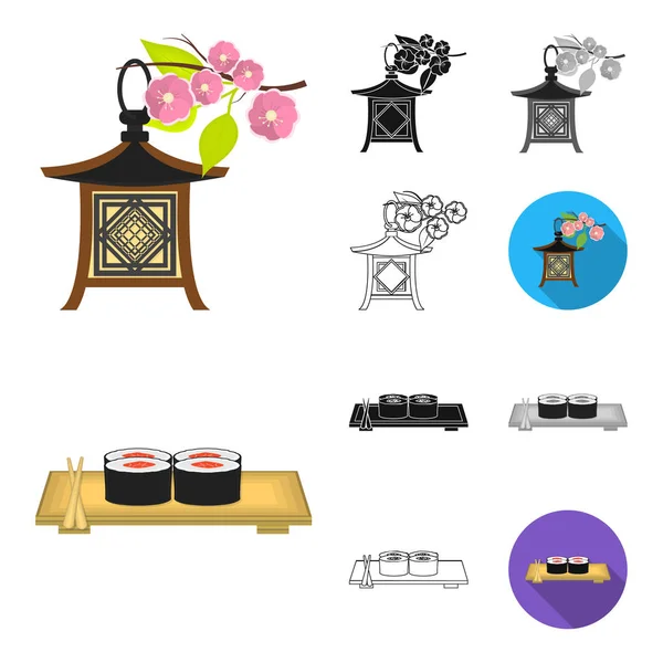 Země Japonsko kreslený, černá, ploché, monochromatický, přehled ikon v kolekce sady pro design. Japonsko a mezník symbol akcií webové vektorové ilustrace. — Stockový vektor