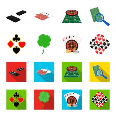 Heyecan, casino, oyun ve diğer web simgesi karikatür, düz stil. Hile, eğlence, eğlence, küme koleksiyon simgeler.