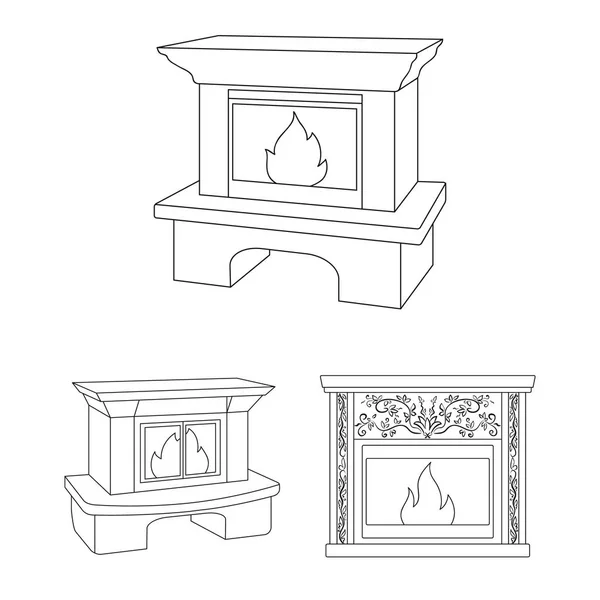Diferentes tipos de chimeneas esbozan iconos en la colección de conjuntos para el diseño.Chimeneas construcción vector símbolo stock web ilustración . — Vector de stock