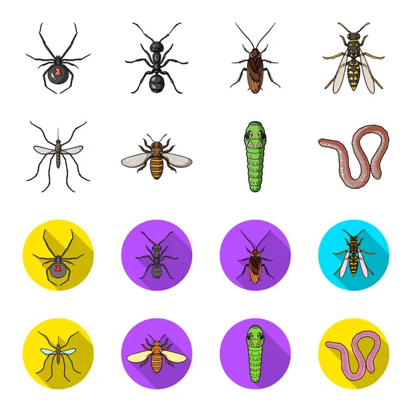 Worm, centipede, wasp, bee, hornet .Insects set collection icons in cartoon,flat style vector symbol stock illustration web. — Stock Vector
