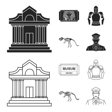 Resim, lahit Firavun, telsiz, taç. Müzesi toplama simgeler siyah, anahat stili vektör simge stok çizim web içinde ayarla..