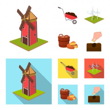 Bahçe, arsa, ekoloji ve diğer web simgesi karikatür, düz stil. İçki, sıvı, çiftlik simgeler kümesi koleksiyonu.