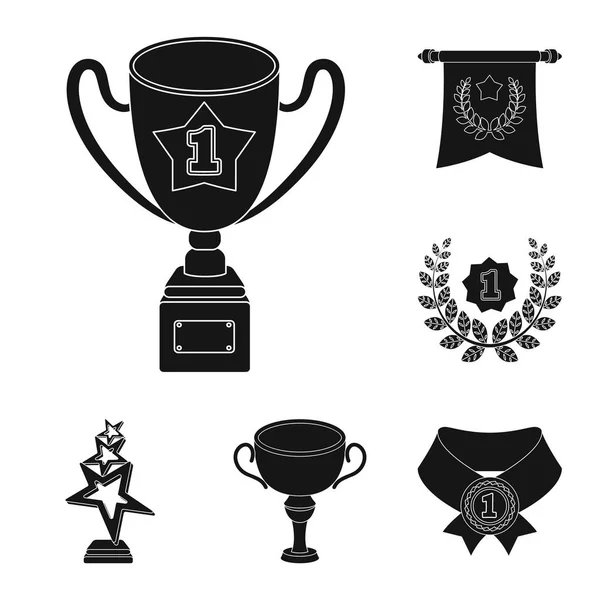 Awards and trophies black icons in set collection for design.Reward and achievement vector symbol stock web illustration. — Stock Vector