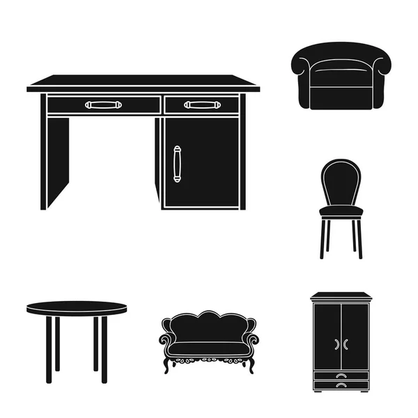 Mobili e interni icone nere nella collezione set per il design.Home mobili vettore simbolo stock web illustrazione . — Vettoriale Stock