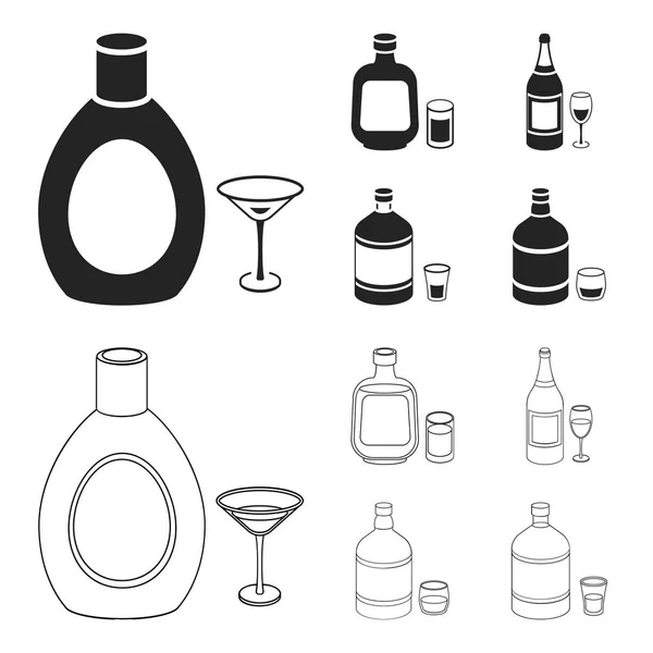 Liquor chocolate, champagne, absinthe, herbal liqueur.Alcohol set collection icons in black,outline style vector symbol stock illustration web. — Stock Vector