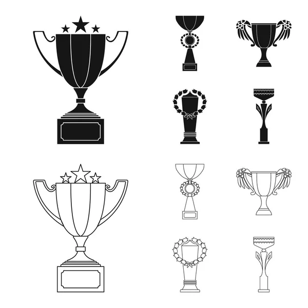 Copa de oro negro, esbozar iconos en la colección de conjuntos para el diseño. Ganadores Copa vector símbolo stock web ilustración . — Vector de stock