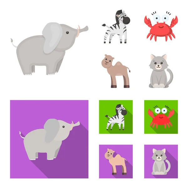 Un dessin animé irréaliste, des icônes animales plates dans une collection de décors pour le design. Jouet animaux vecteur symbole stock web illustration . — Image vectorielle