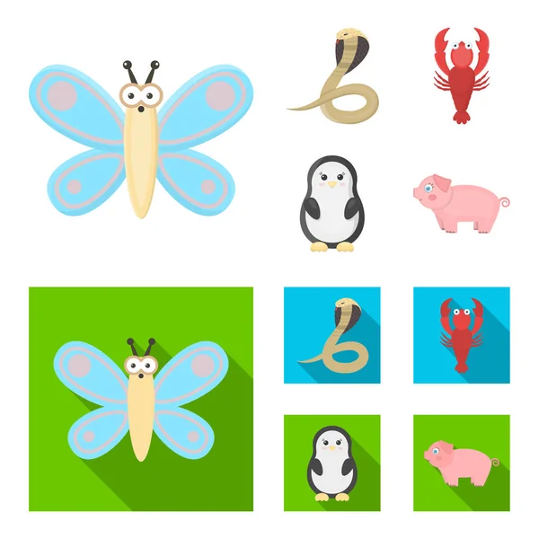 Una caricatura poco realista, iconos de animales planos en la colección de conjuntos para el diseño. Animales de juguete vector símbolo stock web ilustración . — Archivo Imágenes Vectoriales