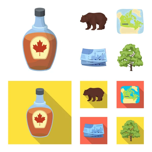 Καναδικό δολάριο, Χάρτης της περιοχής και άλλα σύμβολα της χώρας. Καναδάς συλλογή εικόνες που σε καρτουν, επίπεδη στυλ διάνυσμα σύμβολο μετοχής εικονογράφηση web. — Διανυσματικό Αρχείο