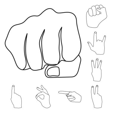 El jest anahat simgeleri set koleksiyonu tasarım için. Palmiye ve parmak sembol stok web illüstrasyon vektör.