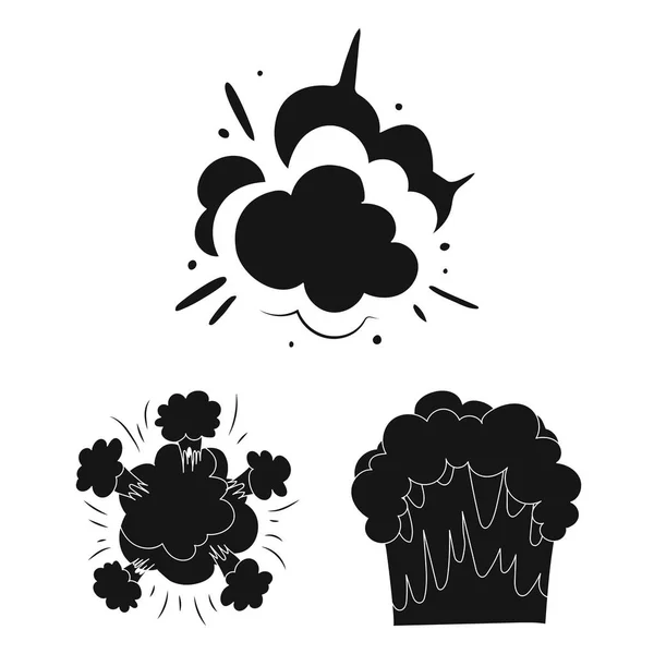 Různé exploze černé ikony v nastavení kolekce pro design. Flash a plamen symbol akcií webové vektorové ilustrace. — Stockový vektor