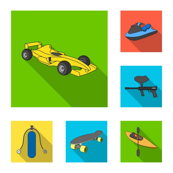 Extreme sport flat icons in set collection for design.Different kinds of sports vector symbol stock web illustration. — Stock Vector