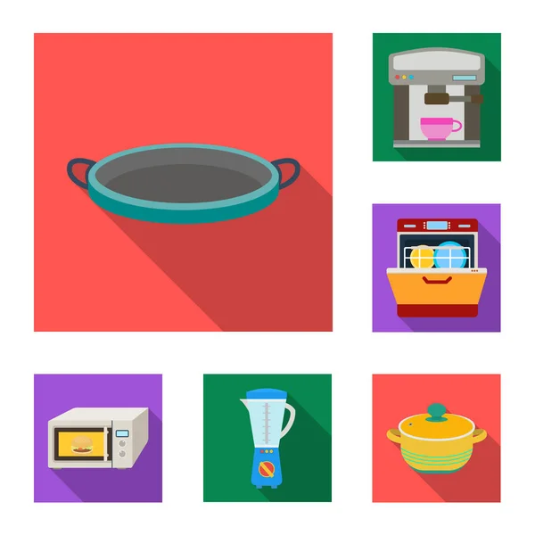 Equipo de cocina iconos planos en colección de conjuntos para el diseño. Cocina y accesorios vector símbolo stock web ilustración . — Vector de stock