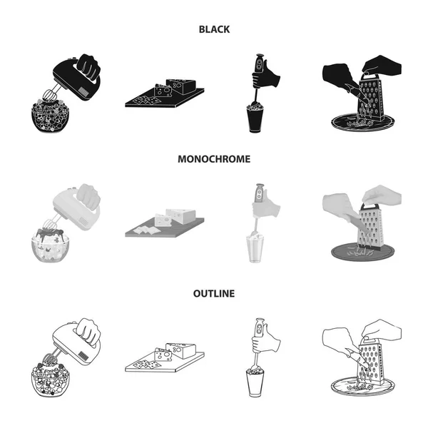 , mermelada, dieta, accesorios y otro icono de la web en negro, monocromo, contorno style.cook, equipo, electrodomésticos, iconos en la colección de conjuntos . — Vector de stock