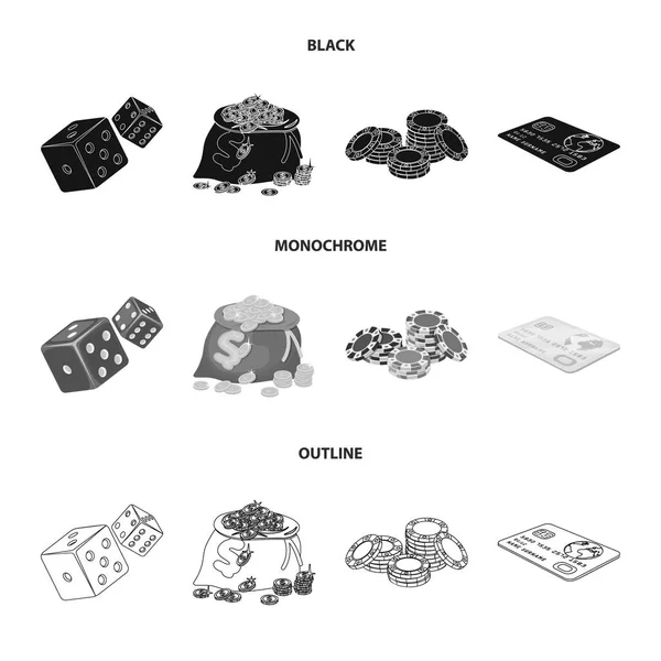 Excitement, recreation, hobby and other web icon in black, monochrome, outline style.Casino, institution, entertainment, icons in set collection . — стоковый вектор