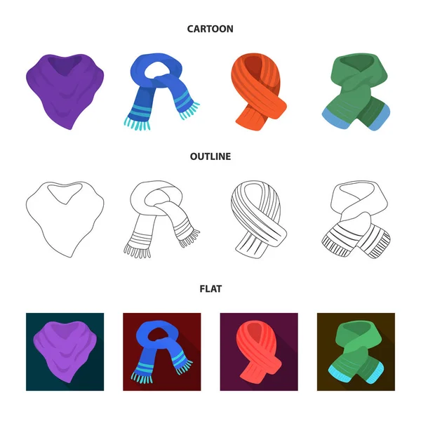 Various kinds of scarves, scarves and shawls. Scarves and shawls set collection icons in cartoon,outline,flat style vector symbol stock illustration web. — Stock Vector